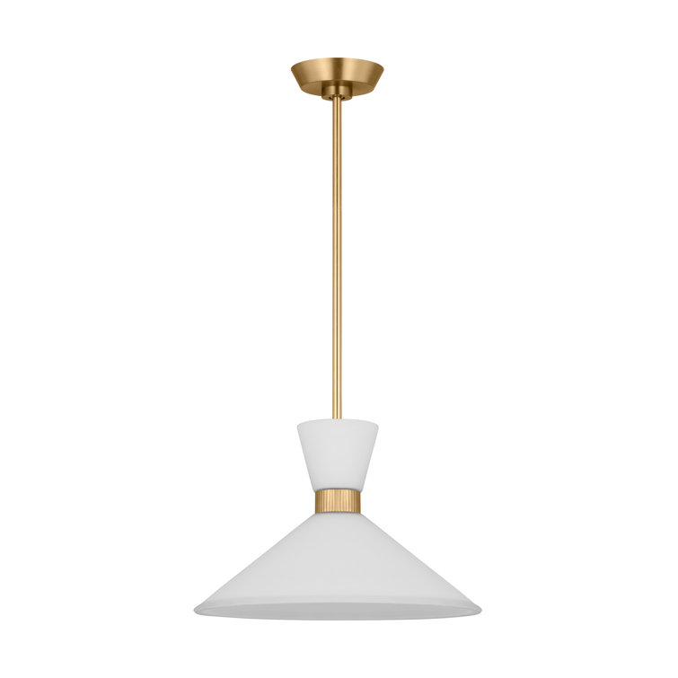 Satin Brass Pendant with Etched White Glass Shade