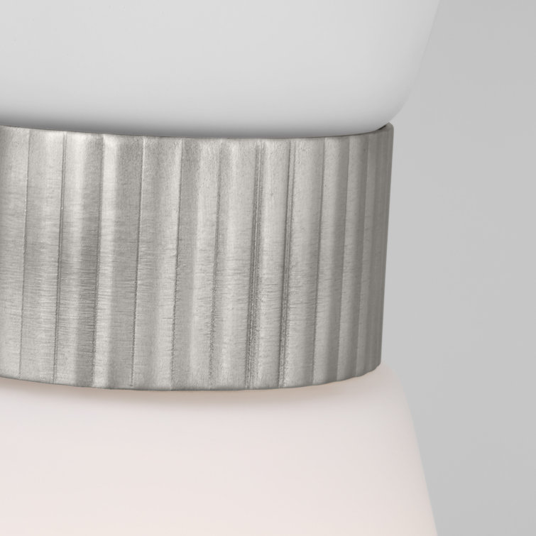Brushed Steel Mini Pendant with Etched White Glass Shade