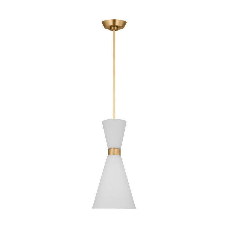 Satin Brass Mini Pendant with Etched Glass Shade