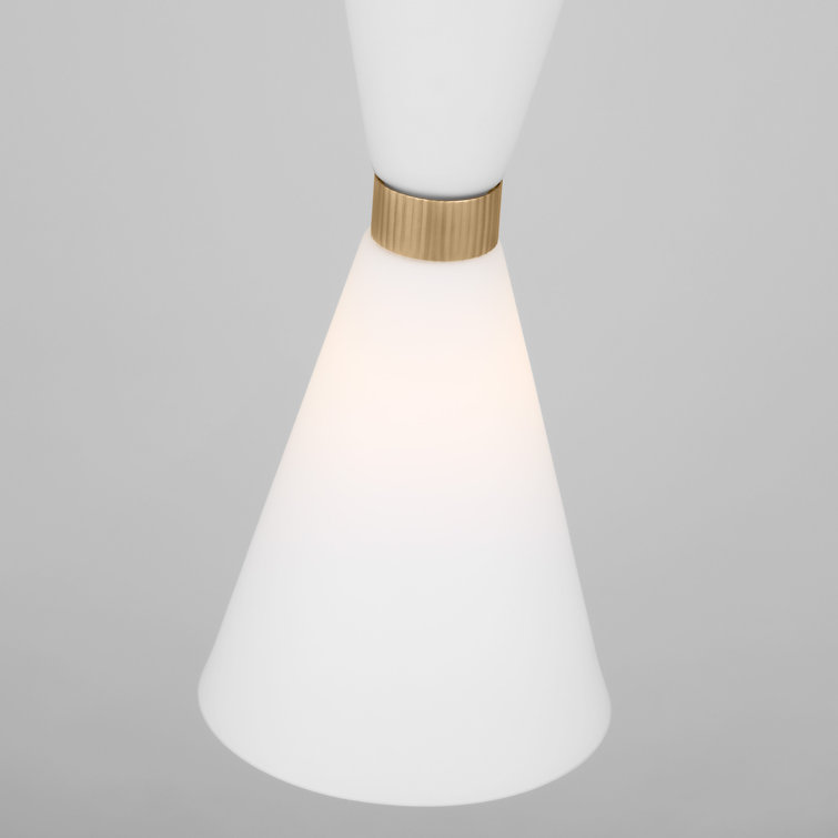 Satin Brass Mini Pendant with Etched Glass Shade