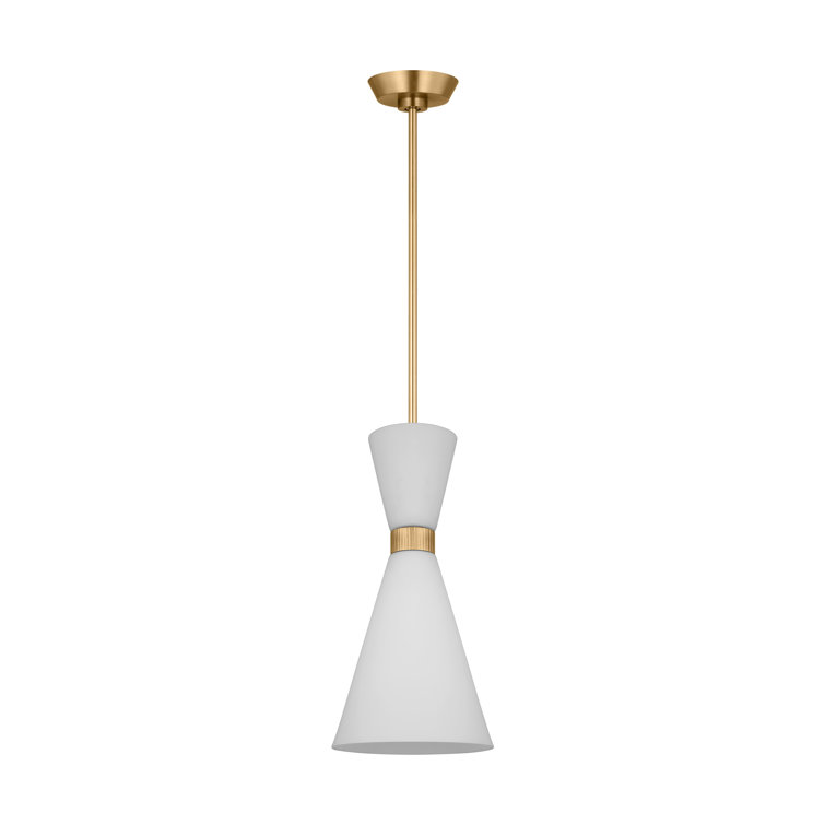 Satin Brass Mini Pendant with Etched Glass Shade