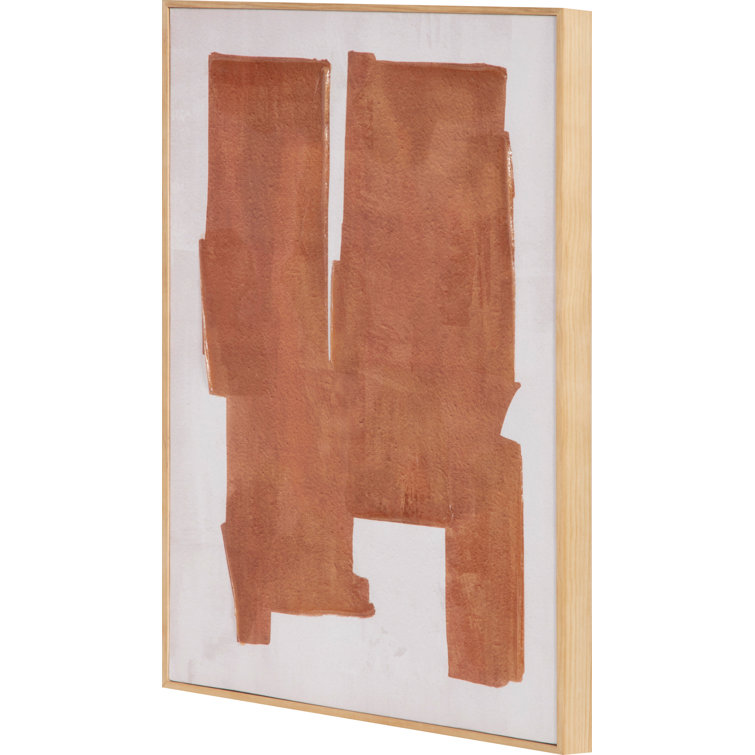 Abstract Earthy Tones Acrylic Painting Print on Canvas with Brown Solid Wood Frame