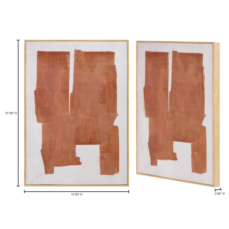 Abstract Earthy Tones Acrylic Painting Print on Canvas with Brown Solid Wood Frame