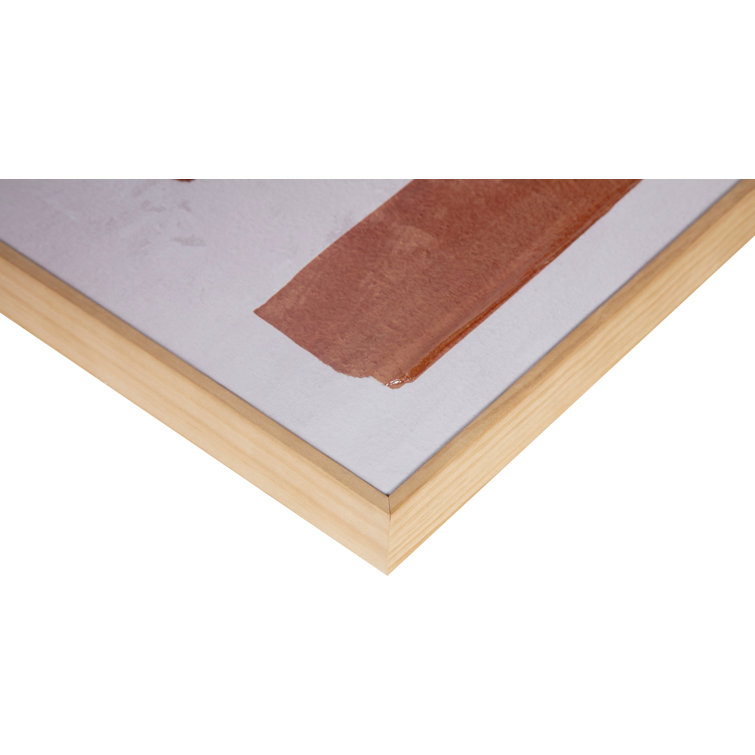 Abstract Earthy Tones Acrylic Painting Print on Canvas with Brown Solid Wood Frame