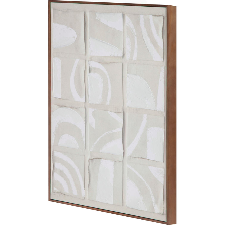 Abstract Neutral Tones Framed Canvas Art with Solid Wood Frame