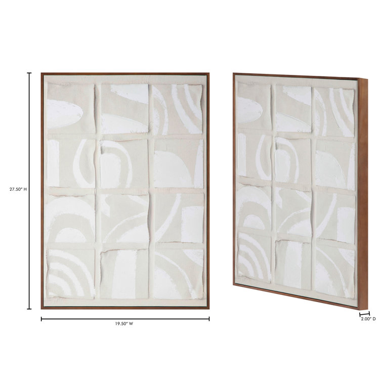 Abstract Neutral Tones Framed Canvas Art with Solid Wood Frame
