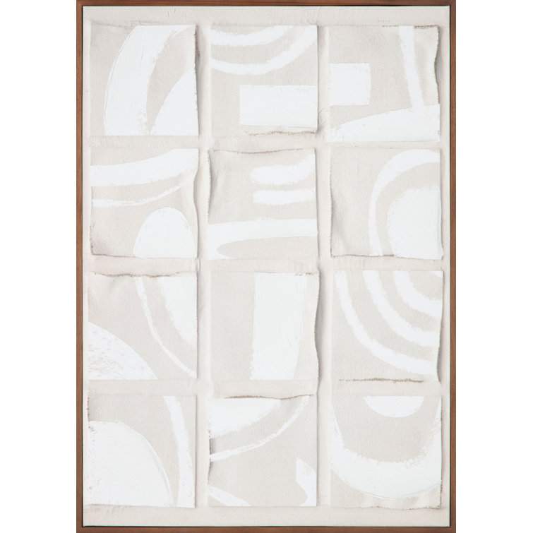 Brown Framed Abstract Canvas with Neutral Tones