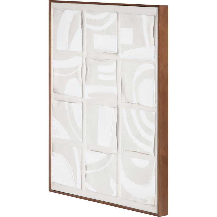 Brown Framed Abstract Canvas with Neutral Tones