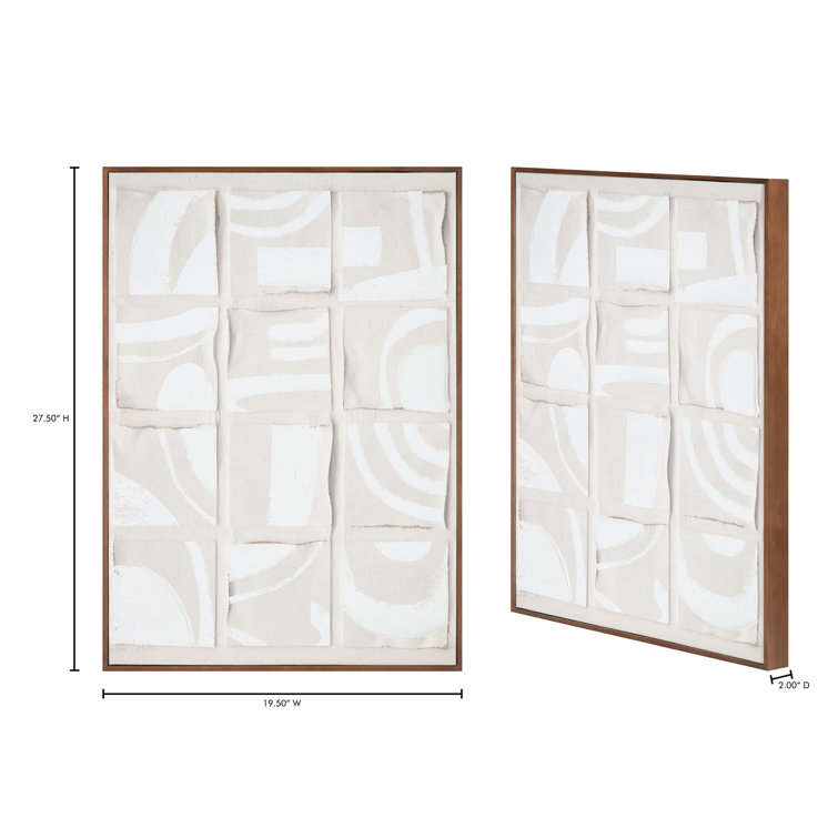 Brown Framed Abstract Canvas with Neutral Tones