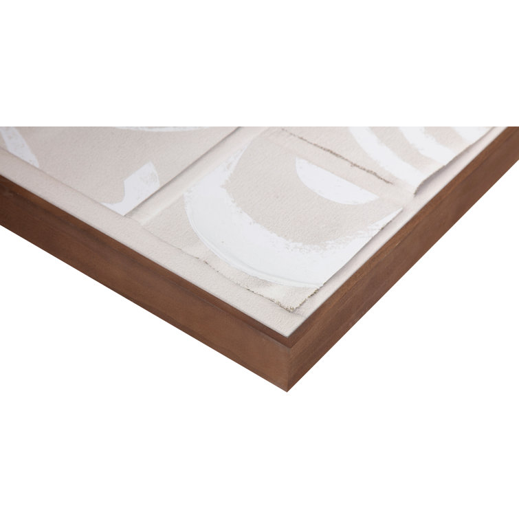 Brown Framed Abstract Canvas with Neutral Tones
