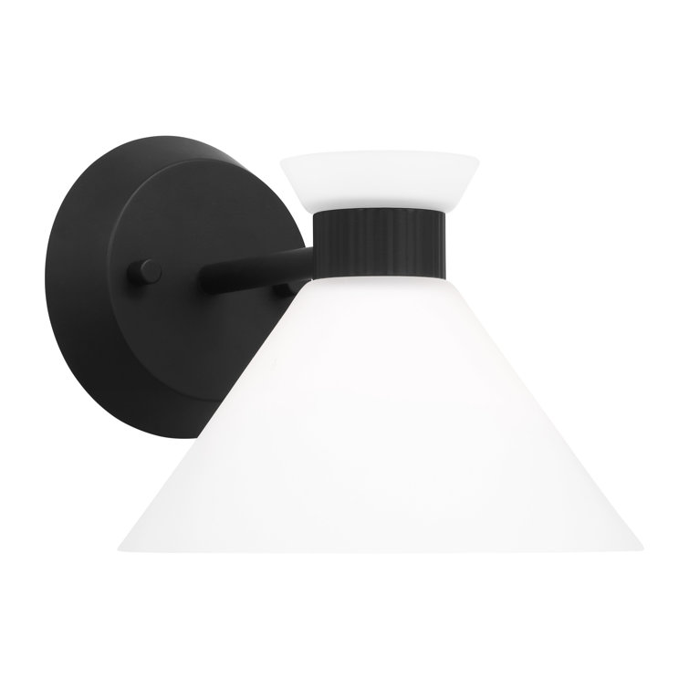 Midnight Black 1-Light Sconce with Etched Glass Shade