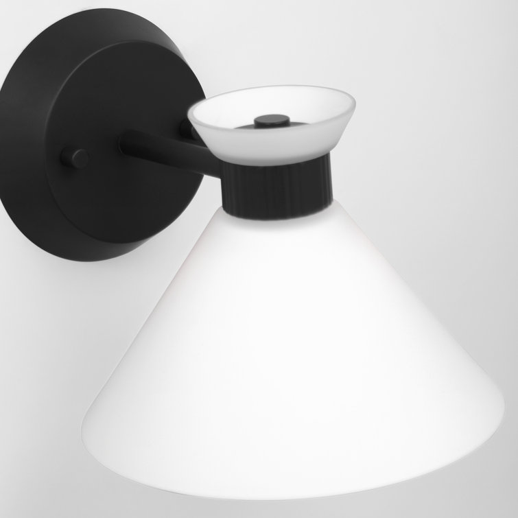 Midnight Black 1-Light Sconce with Etched Glass Shade