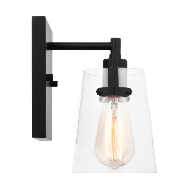Crofton Midnight Black 1-Light Wall Sconce with Clear Glass Shade