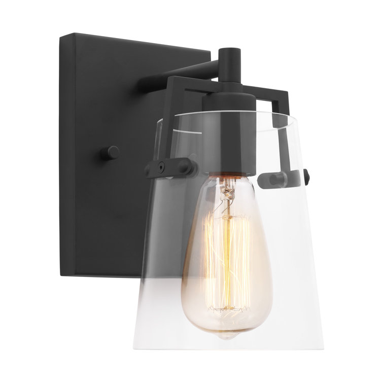 Crofton Midnight Black 1-Light Wall Sconce with Clear Glass Shade