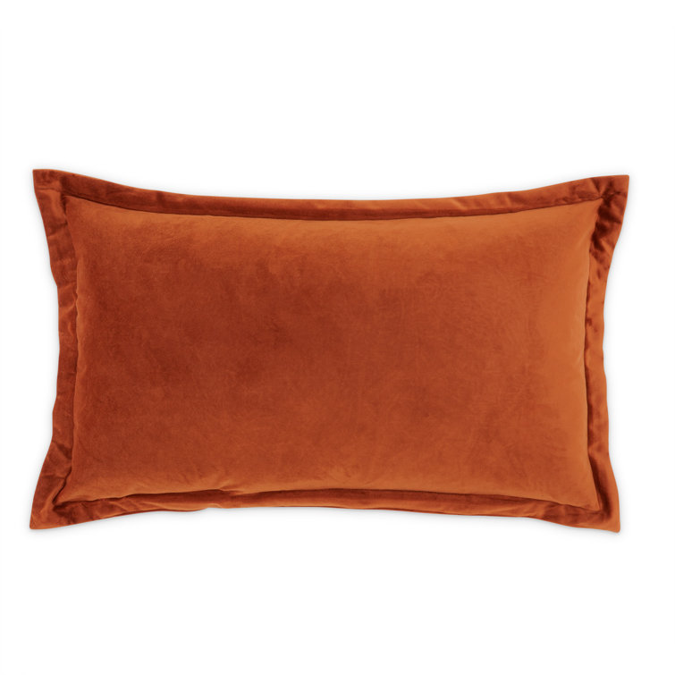 Paprika Orange Velvet Rectangular Throw Pillow Set