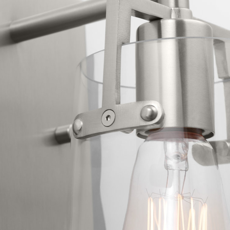 Brushed Steel and Clear Glass Modern Wall Sconce