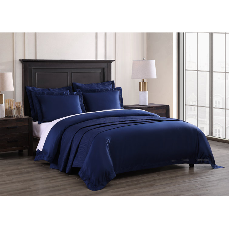 Midnight Blue Queen Egyptian Cotton Duvet Cover Set