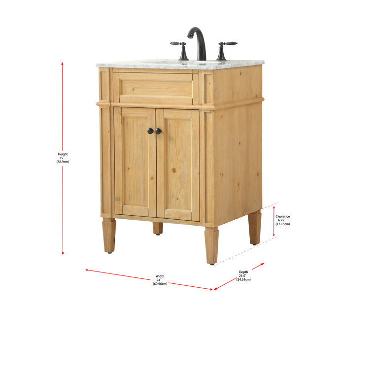 Park Avenue Carrara White Marble Top Natural Wood Single Vanity