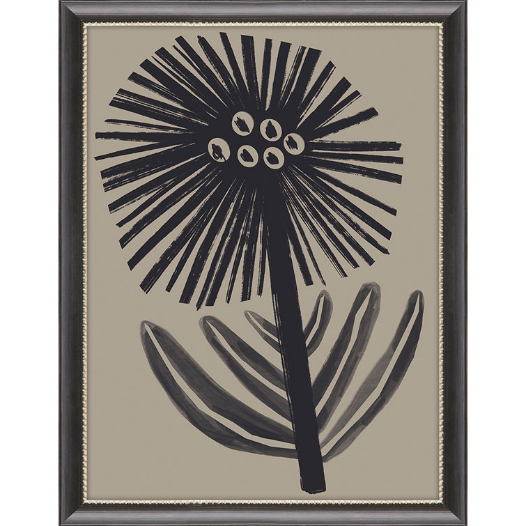 Medium Wood Framed Abstract Floral Art Set in Black and Beige