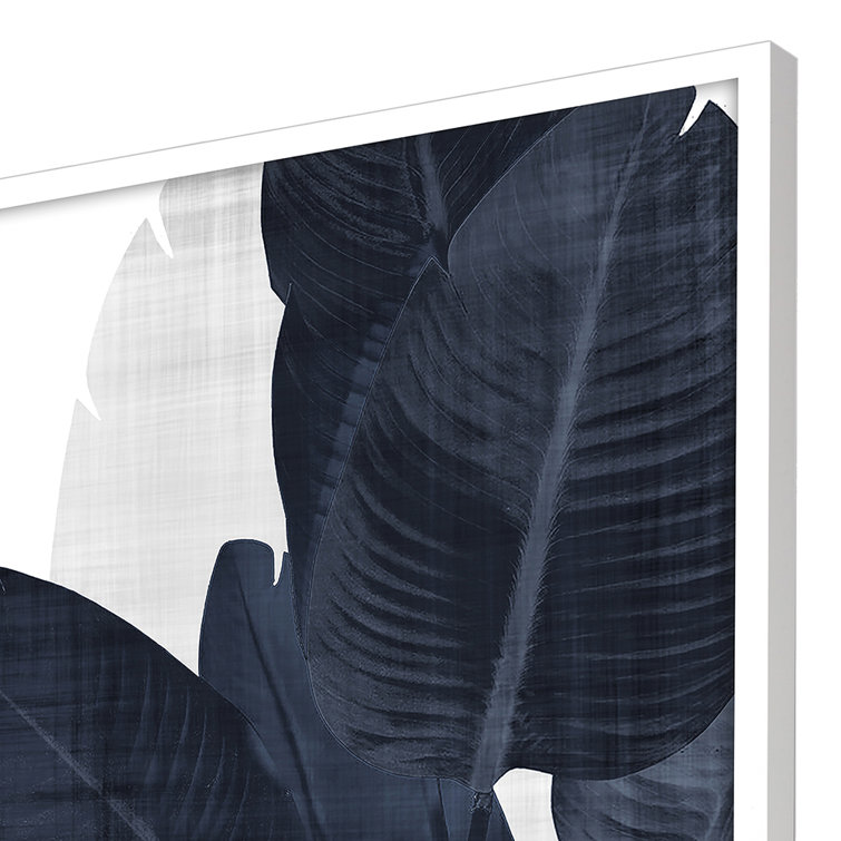 Azure Palm Blue Canvas Print in White Frame, 50" x 38"
