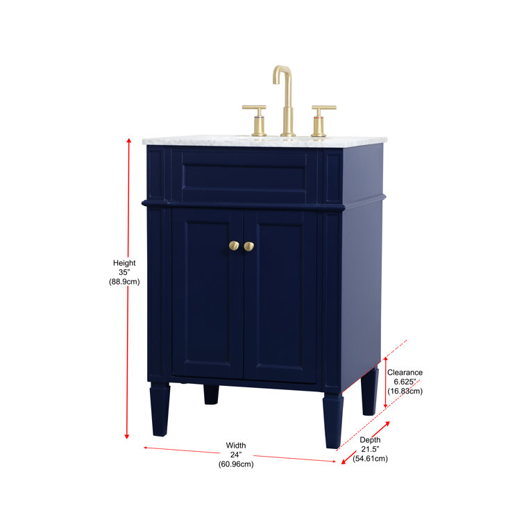 Urbane Blue 24" Single Freestanding Bathroom Vanity with Gold Knobs
