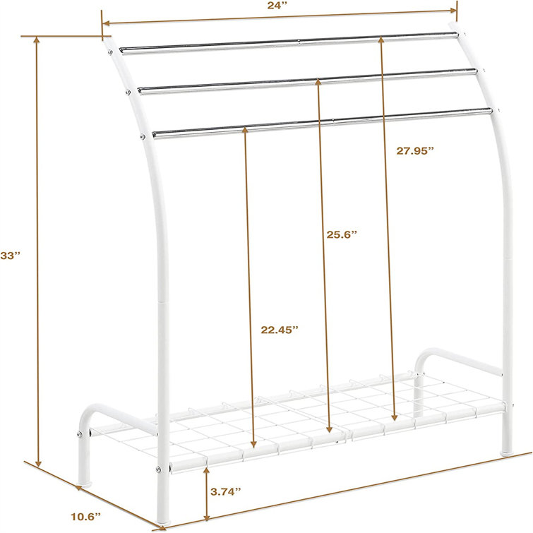 White Freestanding 3-Tier Towel Rack with Bottom Shelf