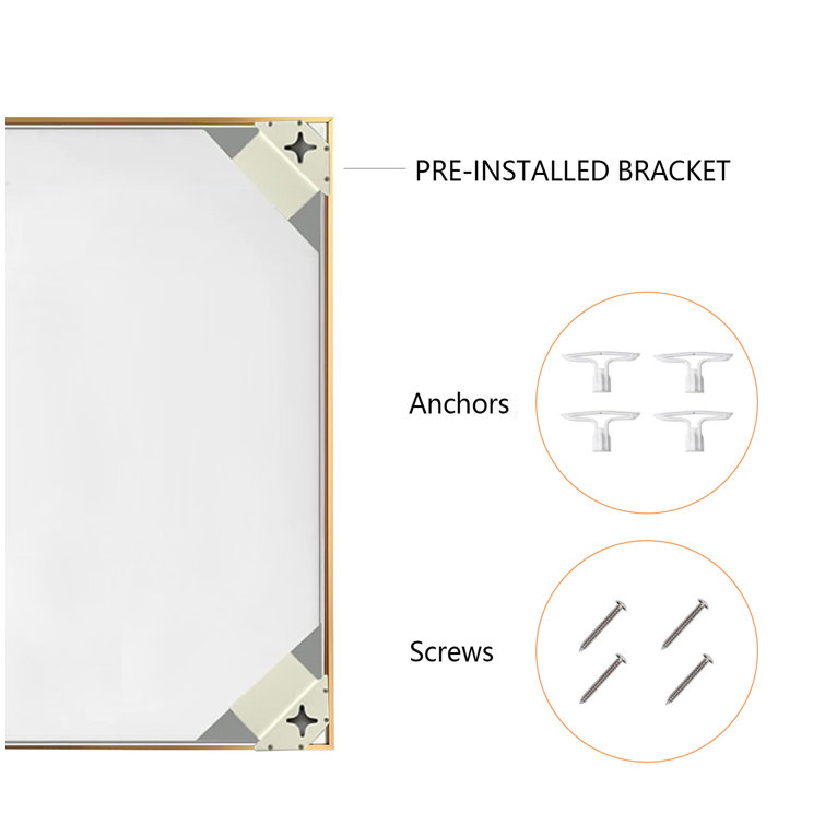 Elegant Gold Aluminum Framed 48"x36" Rectangular Vanity Mirror