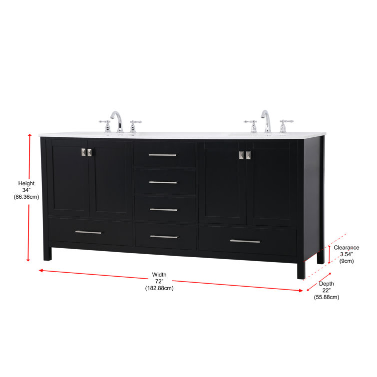 Black Double Sink Vanity with Engineered Marble Top