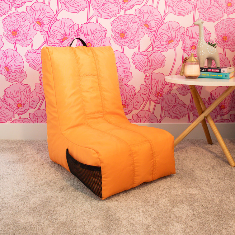 Tangerine Polyester Video Lounger Bean Bag Chair with Removable Cover