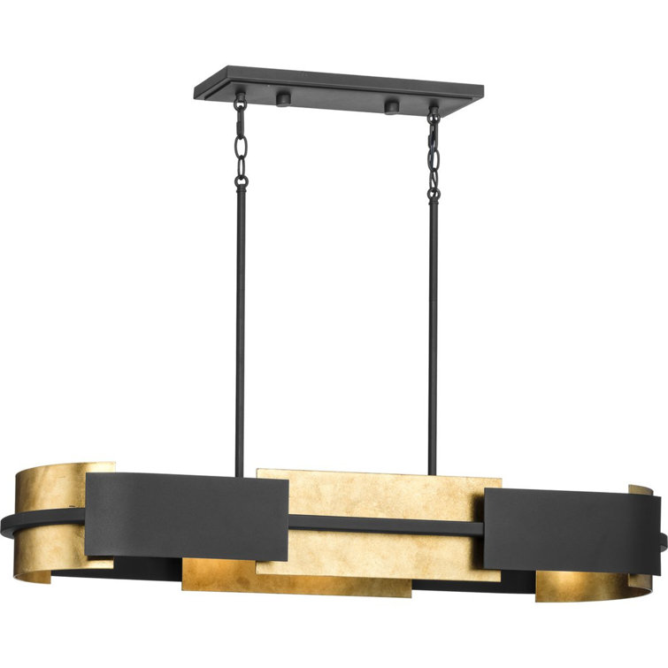 Lowery Black and Gold 4-Light Linear Chandelier