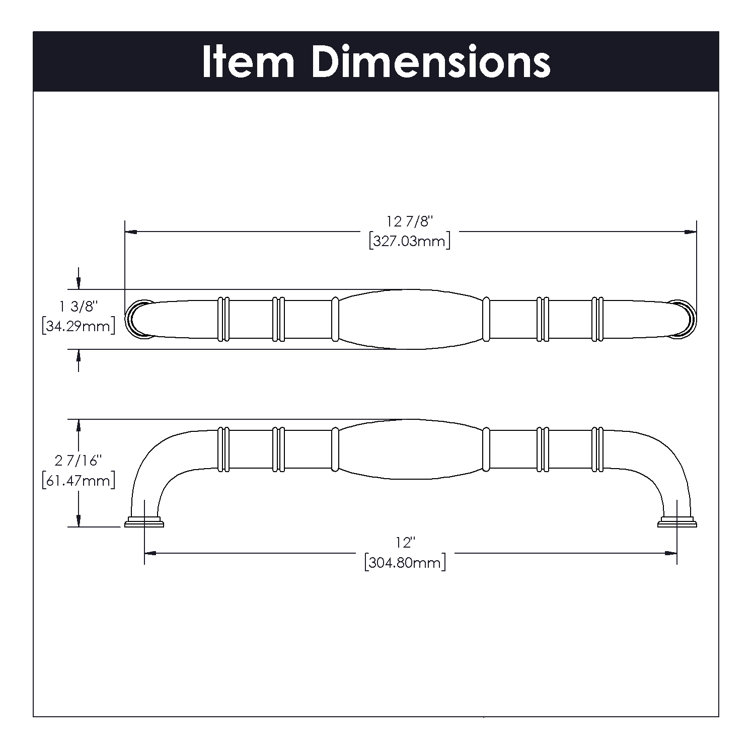 12-Inch Oil Rubbed Steel Appliance Pull Handles
