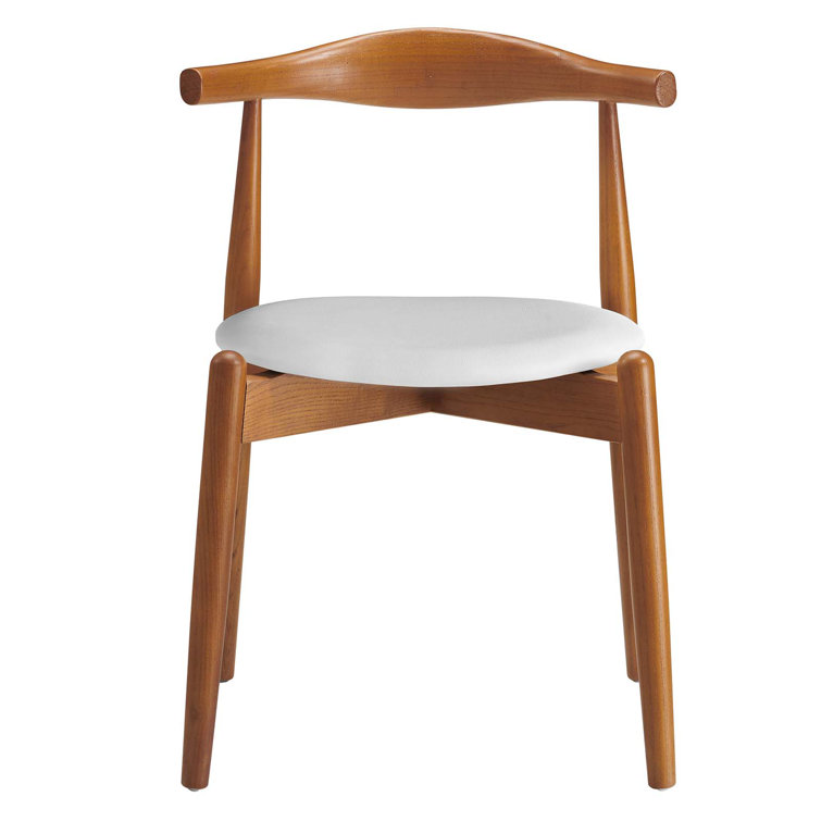 Dark Walnut White Upholstered Dining Side Chair