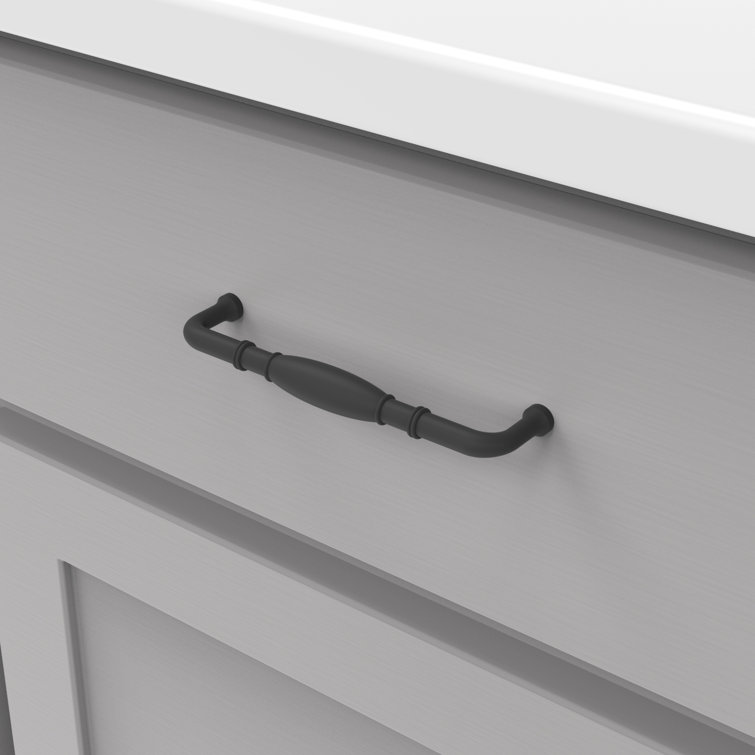 Matte Black Traditional Farmhouse Kitchen Cabinet Handles, 5-1/16"
