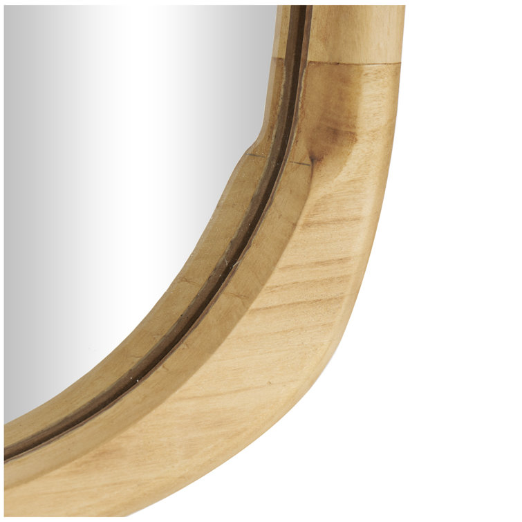 Light Brown Solid Wood Asymmetrical Wall Mirror