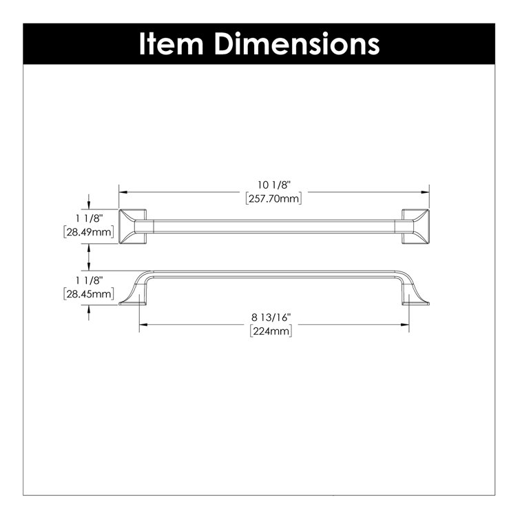 Champagne Bronze Solid Metal Kitchen Cabinet Handles, 8-13/16 Inch
