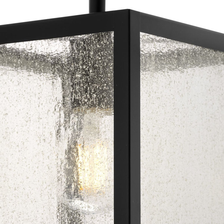 Matte Black Glass Outdoor Semi Flush Mount Light