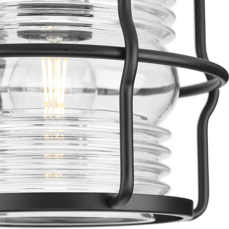 Keegan Matte Black Glass Indoor/Outdoor Flush Mount Light
