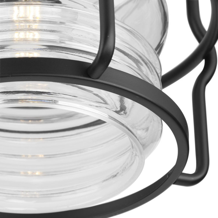 Keegan Matte Black Glass Indoor/Outdoor Flush Mount Light
