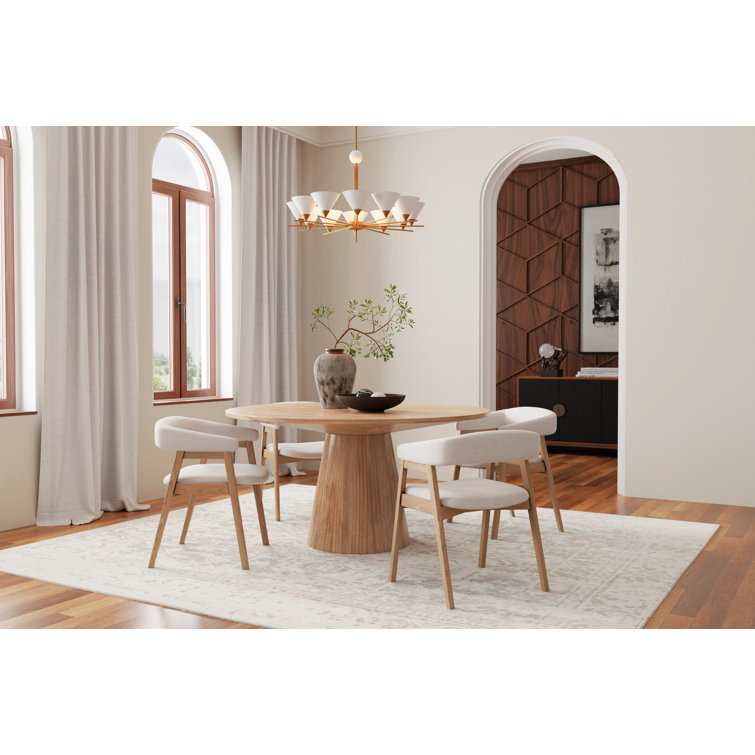 Natural Reclaimed Wood Round Pedestal Dining Table