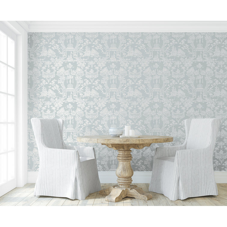 Blue and White Chinoiserie Vinyl Peel & Stick Wallpaper