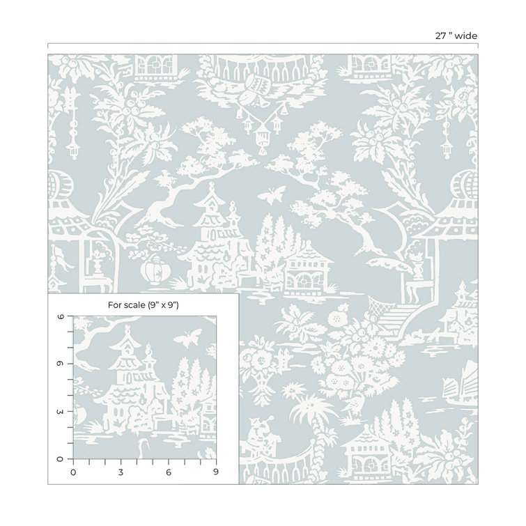 Blue and White Chinoiserie Vinyl Peel & Stick Wallpaper