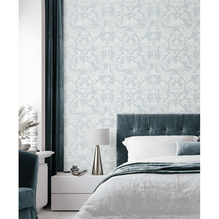 Blue and White Chinoiserie Vinyl Peel & Stick Wallpaper
