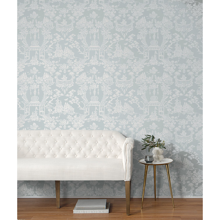 Blue and White Chinoiserie Vinyl Peel & Stick Wallpaper