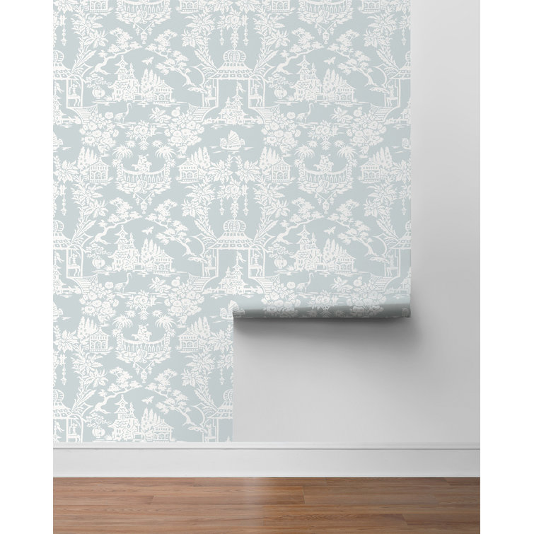 Blue and White Chinoiserie Vinyl Peel & Stick Wallpaper