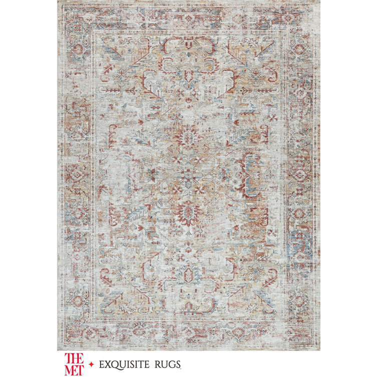 Antique Loom Cream and Rust Hand-knotted Wool Rug 12' x 15'