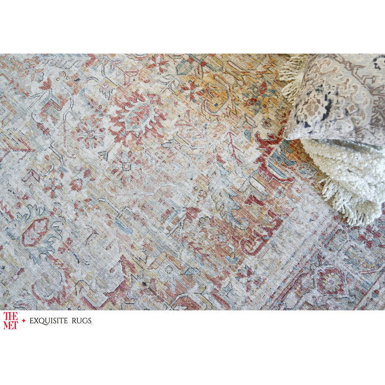 Antique Loom Cream and Rust Hand-knotted Wool Rug 12' x 15'