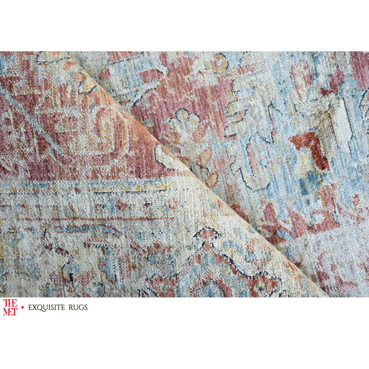 Handmade Rectangular Rust and Beige Synthetic Area Rug