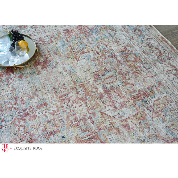 Handmade Rectangular Rust and Beige Synthetic Area Rug
