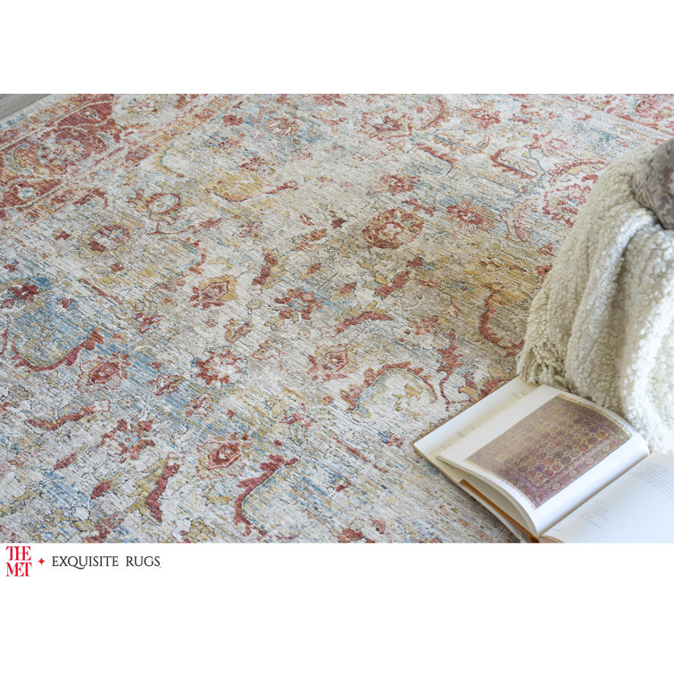Handmade Blue and Rust Rectangular Synthetic Area Rug 10' x 14'