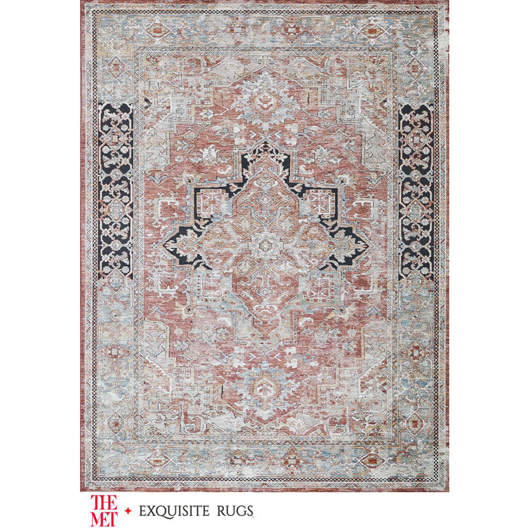 Antique Loom Rust and Black Rectangular Area Rug